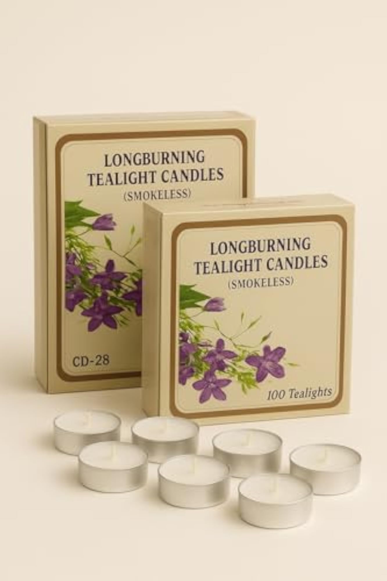 100 Unscented Tealight Candles, Long Burning