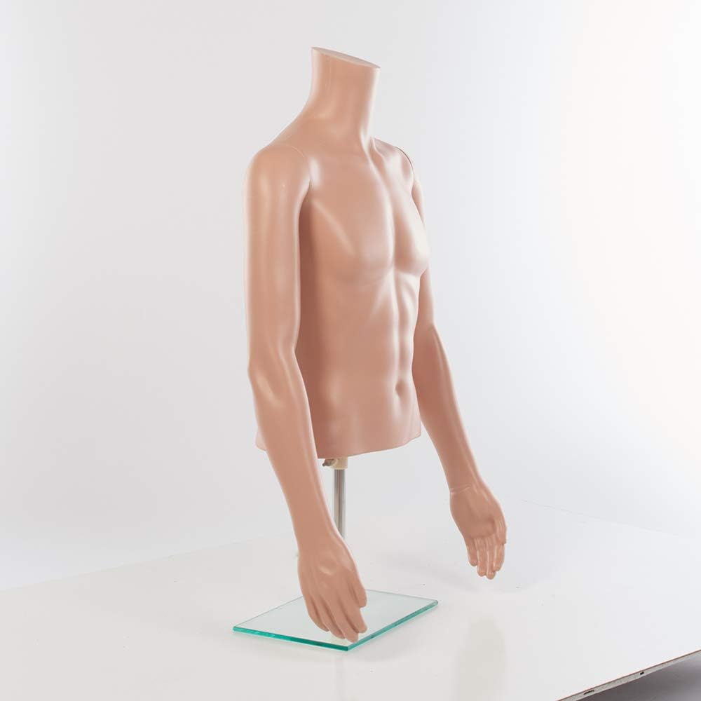 SSWBasics Male Plastic Half Body Mannequin Torso (Chest 36", Waist 30")