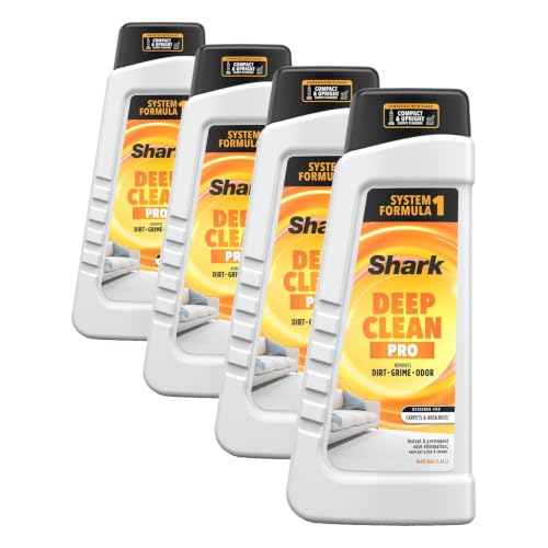 Image of Shark CarpetXpert Deep Clean Pro Formula for Upright & Portable Carpet Cleaners, All Carpets, Upholstery & Area Rugs, Eliminates Tough Pet Messes and Odors, 48 Oz, EXCM48 (Pack of 4)