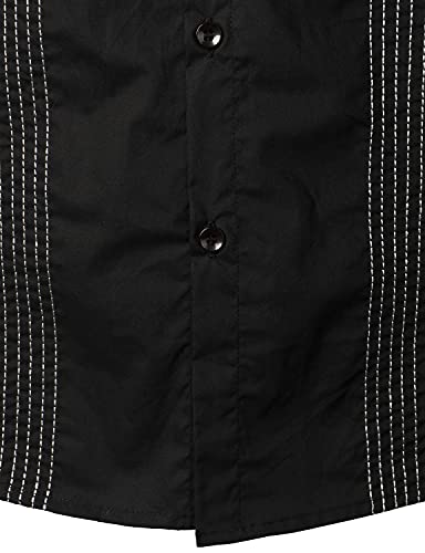 VATPAVE Camicie ricamate in cotone da uomo Slim