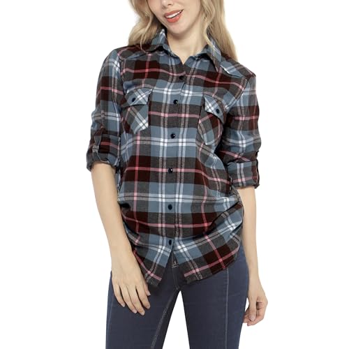 Image of Match Women's Long Sleeve Plaid Flannel Shirt #2021