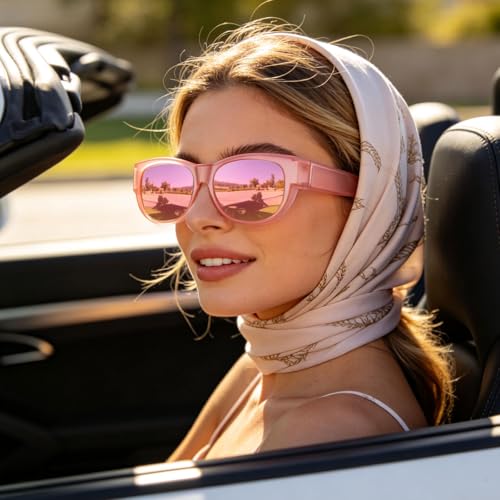 Image of HAOLOTA Sunglasses that Fit-Over Glasses Women Polarized, Trendy Cat Eye Sunglasses Wear Over Glasses, UV Protection