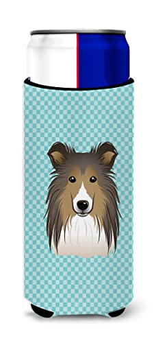 Checkerboard Blue Sheltie Ultra Beverage Insulators for slim cans BB1180MUK