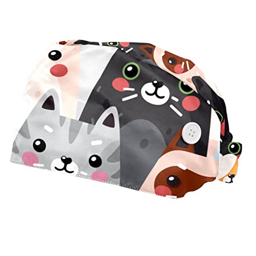 Chapeaux de Travail Chat Animaux Mignon Casquette Unisexe Lot de 2