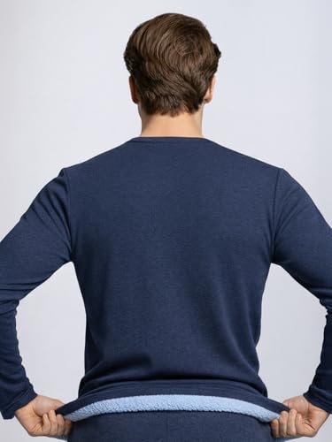 Image of Lux Cozi HEATEK Men's Round Neck Thermal Top | Warm Fleece Innerwear for Men |Fleece Inside | Style - 888