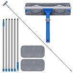 Mitclear Window Squeegee, Window Cleaner Tool with 15.5Ft Extension Pole, 2-in-1 Squeegee for Window Cleaning, Professional Window Washing Kit Equipment for Home High Outdoor Windows Glass