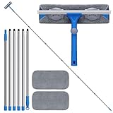 Photo Gallery mitclear 2 in 1 lavavetri con manico lungo(475cm), lavavetri con tergivetro in silicone e spazzola in microfibra, kit per pulizia dei finestre alte per interni/esterni, bagno, doccia, auto, vetro Photo Gallery mitclear 2 in 1 lavavetri con manico lungo(475cm), lavavetri con tergivetro in silicone e spazzola in microfibra, kit per pulizia dei finestre alte per interni/esterni, bagno, doccia, auto, vetro