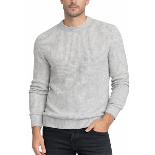 Xact Herren Twist Waffelstrick Rundhals Pullover, Baumwollreich, Umweltfreundliches Material (Slate Grey/Silver Grey) L