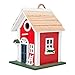 MEWANG Hanging Colourful Birdhouse Garden Country Cottages Bird House Condo Wooden Red Height 9.7"