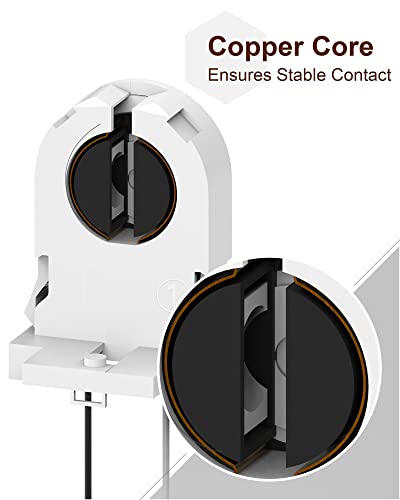 20-Pack Jackyled Screw Type T8 Lamp Holder With Wires Ul Non-Shunted Tombstone Light Socket For Led Fluorescent Tube Replacements #TOP2