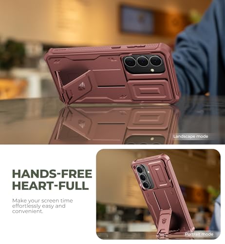 Image of Dexnor for Samsung Galaxy S26+ Plus Case with Upgraded Slide Camera Cover & 2 Front Frames & Built-in Screen Protector & Kickstand, Heavy-Duty Rugged Case Full-Body Protective Cover(2026),Maroon Red