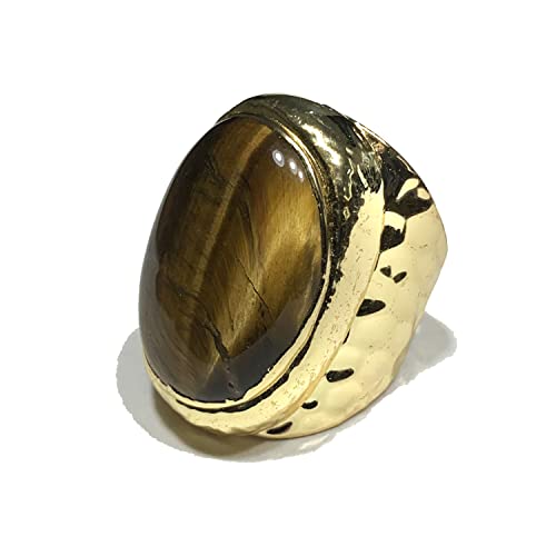 Bwy 99 Adjustable Tiger Stone Rings For Women,Gold Plated Rings Women Ajustable Ring Womens-Perfect Gold Stone Rings #TOP5