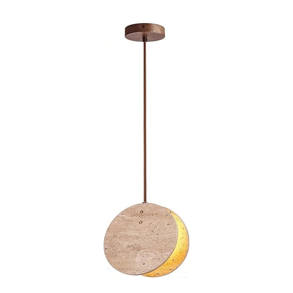 Lampada a Sospensirotonda in Travertino,Da a Sospensiin Pietra per Camera da Letto G9