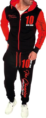 Herren Jogginganzug Sportanzug Marine Royal Fitness Streetwear Trainingsanzug A.2252 (DE/NL/SE/PL Alphanumerisch M Regular Regular Rot)