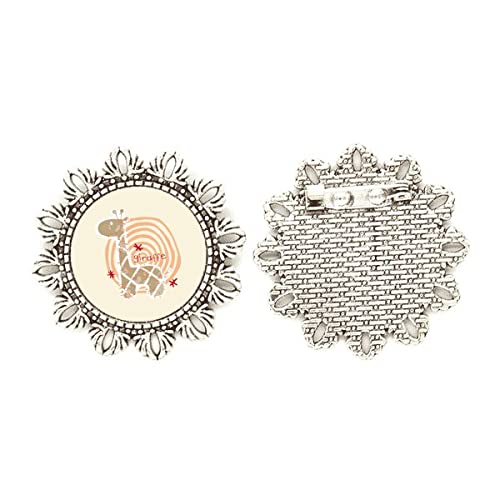 Broche de jirafa y flores plateadas medium para renovar ropa sosa
