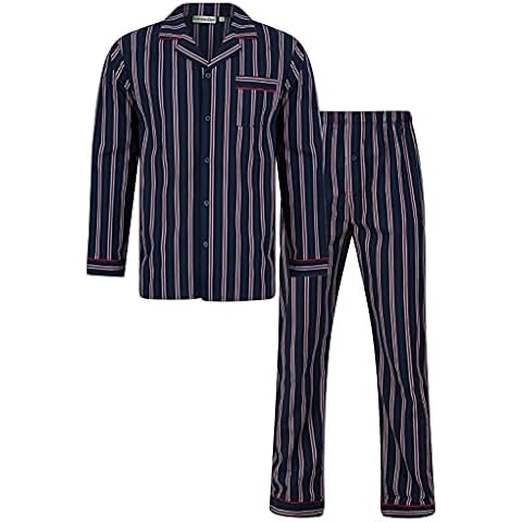 Walker Reid Mens Woven Button Pyjamas WR66802 Navy 4XL Cover