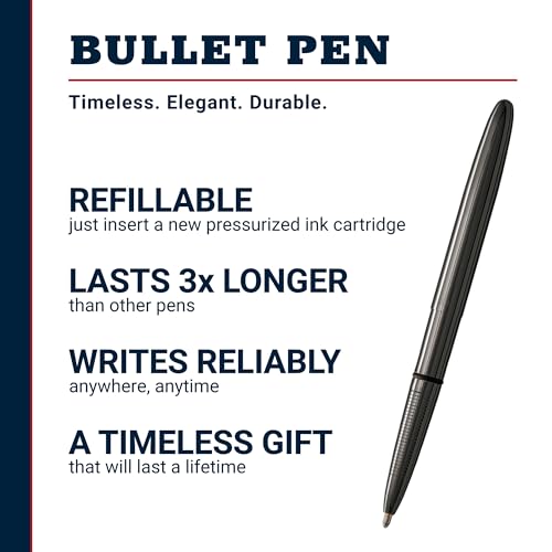 Image of Fisher Space Pen Dark Matter Black Titanium Nitride Bullet Pen, Pressurized Ballpoint Pen, Compact Size, Writes Upside Down, Extreme Temperatures, Black Ink, Medium Point, Gift Box, Made in USA