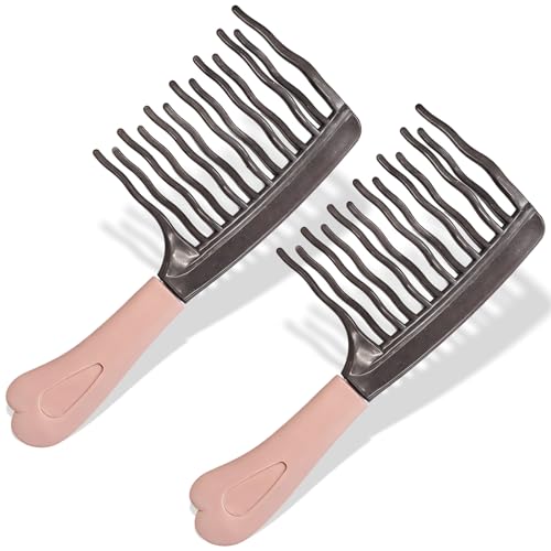 Peine desenredante de dientes anchos ondulado doble fila, 2 piezas miniatura 1