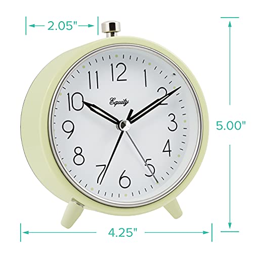 Equity 20090 5 Inch Silent Sweeping Quartz Metal Alarm Clock, Light Green #TOP3