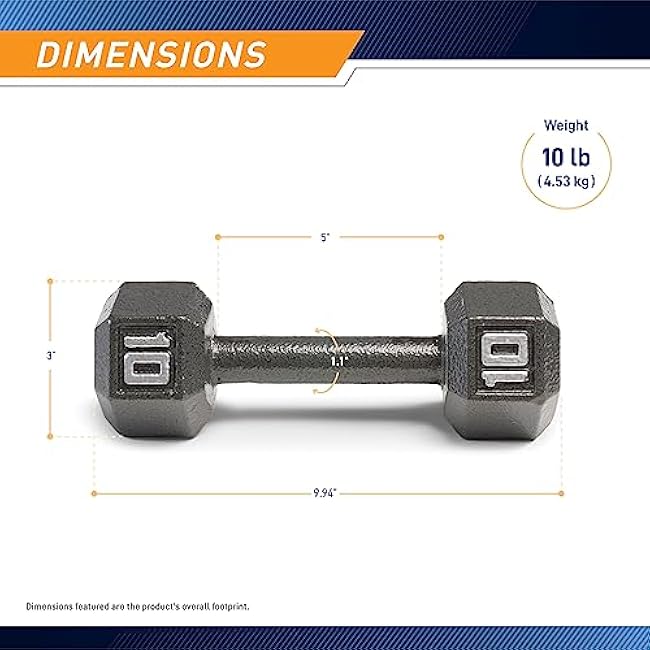 Marcy Cast Iron Hex Dumbbells Collection - Available size from 3-lb to 100-lb, SOLD INDIVIDUALLY