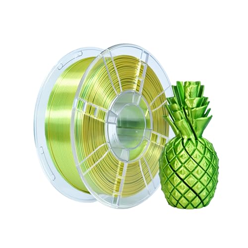 Image of iBOSS Silk Dual Color 1KG PLA Plus Filament, Coextrusion PLA+ Filament 1.75mm + /- 0.02mm, Clog-Free Shiny Silk 3D Printing Filament for FDM 3D Printers, Silk PLA+ Yellow & Green