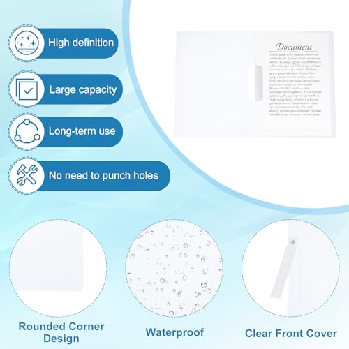 PATIKIL Capas de relatório, 10 peças, capa de plástico transparente para pasta com clipe giratório,
