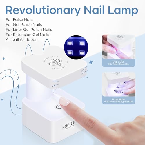 Image of modelones X Nail Gel Kit, 9-in-One Glue Prep Dehydrator UV Light Clipper | Square Nail Tips 500Pcs Medium Square Tips for Extension Kit DIY Salon Home Gift