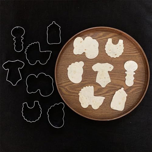 Lubtosmn BABY SHOWER COOKIE CUTTER SET 7 Piece-Baby Onesie, Bib, Rattle, Baby Bottle, Baby Carriage, Foot And Baby Word-Biscui Cookie Cutters Fondant Molds thumb #3