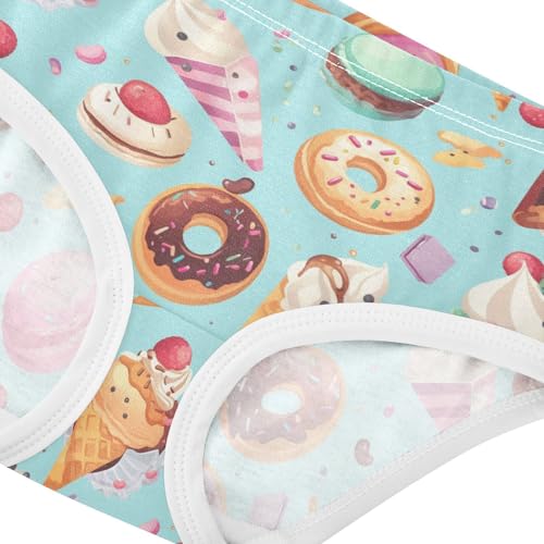 Wusikd Ice Cream Donuts Girls' Underwear Cotton Macarons Girls Briefs Soft Toddler Underwear 2T4