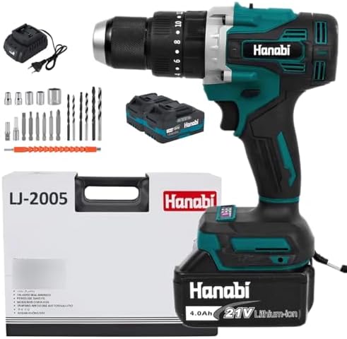 Hanabi Parafusadeira e Furadeira Brushless 21V 2 Bateria 80N.m 17...
