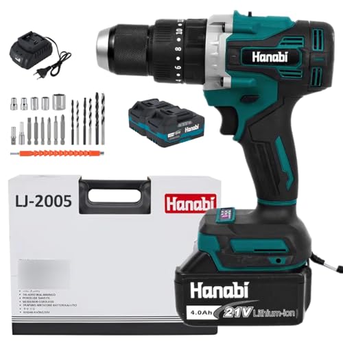 Hanabi Parafusadeira e Furadeira Brushless 21V 2 Bateria 80N.m