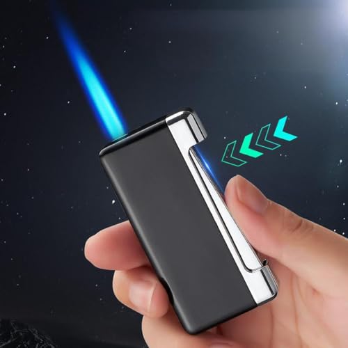 Encendedor a llama de soplete resistente al viento negro miniatura 3