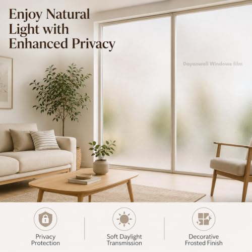 Image of Self Adhesive Window Privacy Film for Glass Windows & Doors | UV Blocking, Heat & Glare Reduction | Decorative Frosted Glass Film Easy to Apply (Brown Met Privacy Glister, 12X110 Inch)