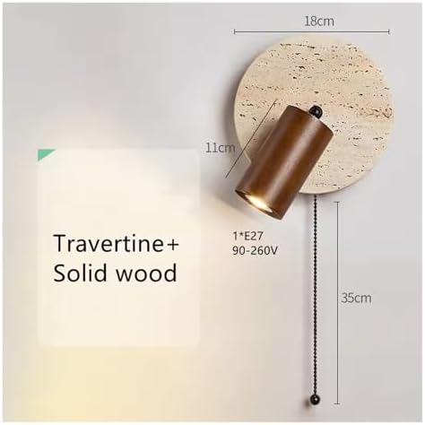Rotatable Travertine Stone Wall Lamp with Switch - Stylish Bedside Reading Light for Master Bedroom, Perfect for Home Décor and Ambient Lighting