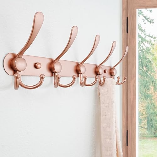 Dseap-Coat-Rack-Wall-Mounted-5-Tri-Hooks-Heavy-Duty-Stainless-Steel-Metal-Coat-Hook-Rail-for-Coat-Hat-Towel-Purse-Robes-Mudroom-Bathroom-Entryway-Rose-Gold Dseap Coat Rack Wall Mounted 5 Tri Hooks Heavy Duty Stainless Steel Metal Coat Hook Rail for Coat Hat Towel Purse Robes Mudroom Bathroom Entryway Rose Gold