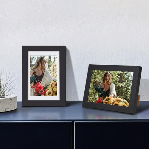 Image of upsimples 4x6 Picture Frame, Display Pictures 3.5x5 with Mat or 4 x 6 Without, Wall Hanging Photo Frames, Black, 1 Pack