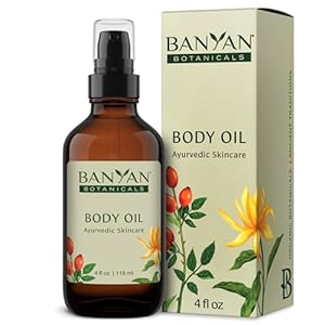 Banyan Botanicals Body Oil – Lightweight & Non-Greasy Body Oil – Ayurvedic Skin Care with Organic Jojoba Oil for Soft, Smooth Skin – 4 oz – Non-GMO, Cruelty Free, Paraben Free Massage Oil