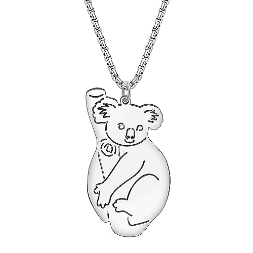 Pendentif en plaqué or 18k chaîne koala acier inoxydable
