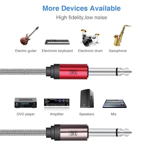 Image of MX 6.35mm (1 /4 Inch) Male to Dual 6.35mm Male Audio Splitter Cable 0.5m | 1 /4 inch Instrument Y Cable for Guitar, Amplifier, Mixer, Speaker, Keyboard & Audio Equipment