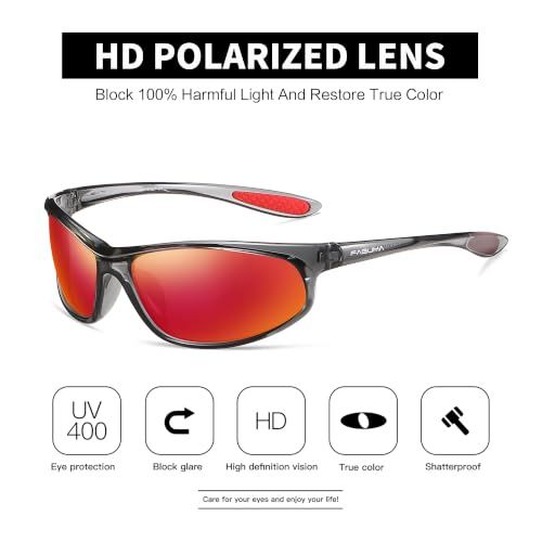 Image of FAGUMA Polarized Sports Sunglasses For Men UV400 Protection | Cycling Driving Fishing