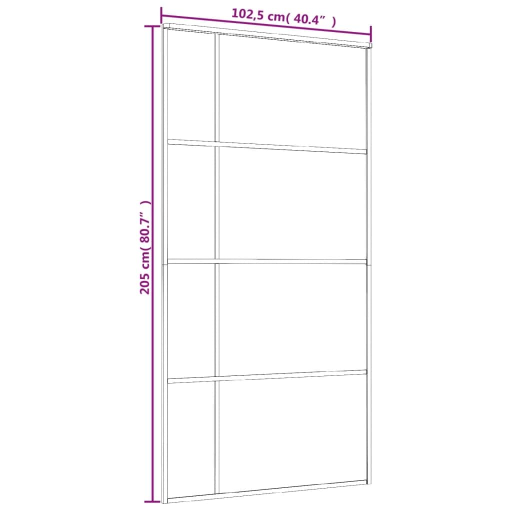 Drzwi przesuwne, matowe szkło ESG i aluminium, 102,5 x 205 cm, białe, materiały budowlane, drzwi, drzwi domowe