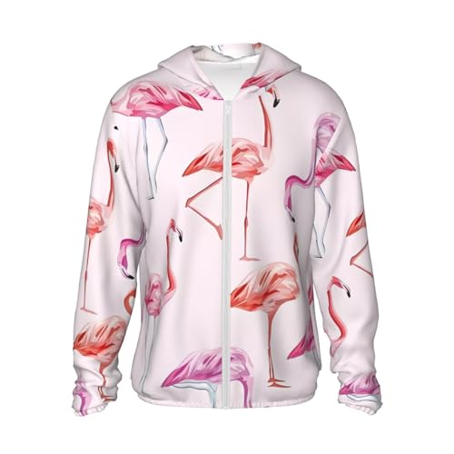 Veste à capuche flamant rose contre le vent avec zip et grandes poches