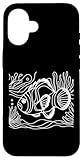 Coque pour iPhone 16 Line Art Poisson & Ichtyologiste Faux Percula Poisson Clown