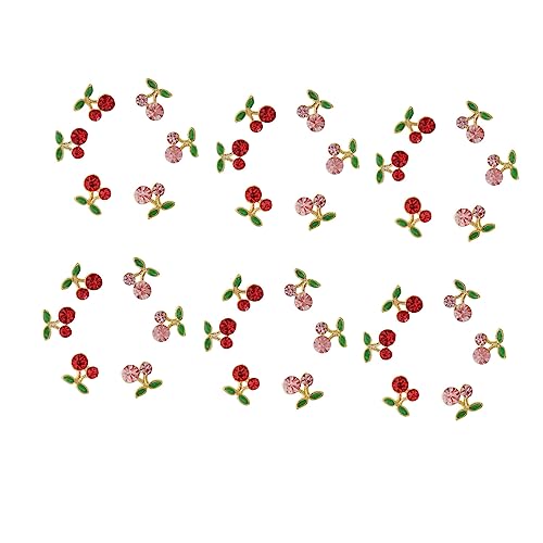 PartyKindom 36Pcs Cherry Nail Charms Nail Jewelry for Women Creative Nail Decoration for Christmas Weddings Birthdays and Parties Durable and Eye Catching Nail Art Slices
