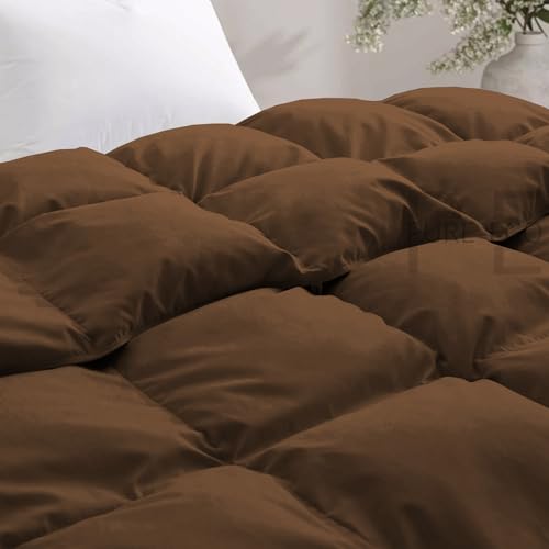 Image of PURE ECO 600 GSM Down Alternative Comforter for King Size (90 inchX106 inch) - 600 GSM Heavy Winter Comforter /Rajai /Duvet /Blanket Microfiber Super Soft Fluffy for Winter King Size - Chocolate Brown Color