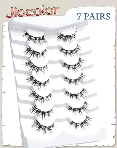Jiocolor Natural Lashes That Look Like Extensions Strip Lashes Natural Look Thin Band Wispy Eyelashes 13Mm Cat Eye False Eyelashes Foxy Eye Lashes 12 Mm 7 Pairs S10 thumb #5