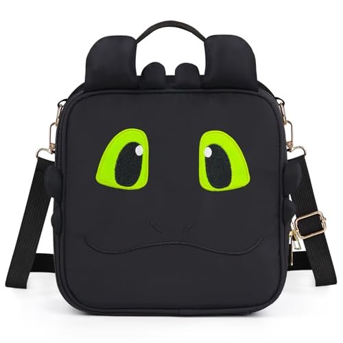 PainZieteg 3D Dragon Lunch Bag for Boys & Girls - Insulated Kids Lunch Box with Cool Wings & Horns - Leakproof Thermal Cooler Bag for Toddler, Preschool, School, Travel & Picnic - Midnight Black