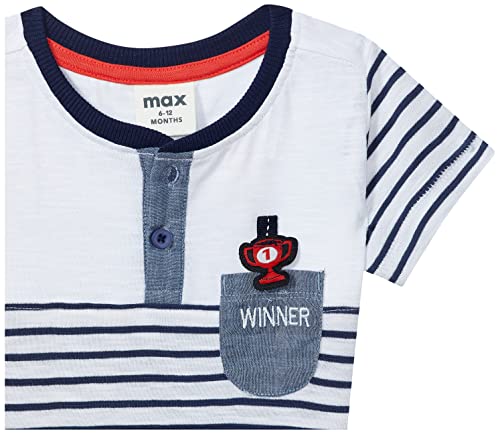 Image of Max Boy's Striped Henley Neck Regular Fit T-Shirt