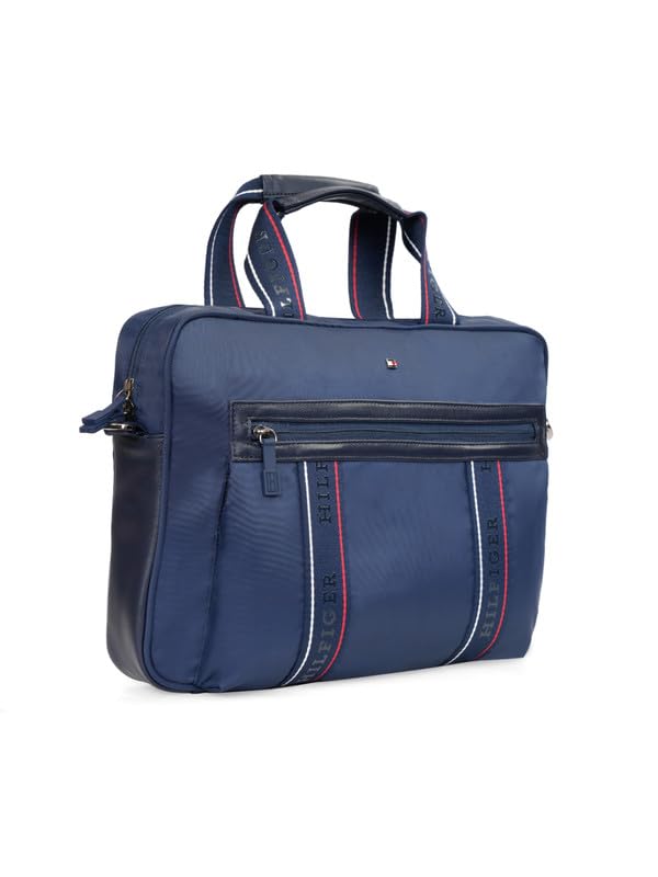 Image of Tommy Hilfiger Professional Business Case Koniag - Black | Backpack for School, College and Work | Water-Resistant | Fits 14-inch Laptop, with Trolley Sleeve & 1-Year Warranty