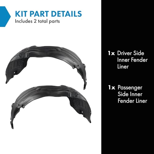 Image of TRQ Front Driver and Passenger Side Inner Fender Liner Set Compatible with 2016-2018 Kia Optima Korea Built Models 1st VIN Digit K
